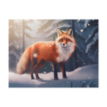Snowy Winter Fox Postcard
