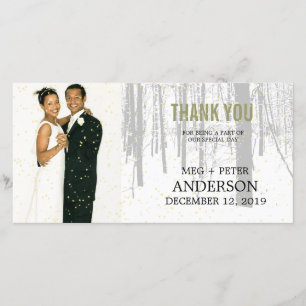 Snowy Winter Frosty Woods Wedding Foto Vielen Dank Dankeskarte