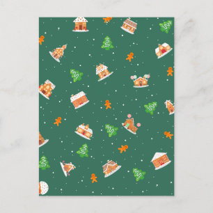 Snowy Winter Gingerbrot House Cookies Feiertagspostkarte