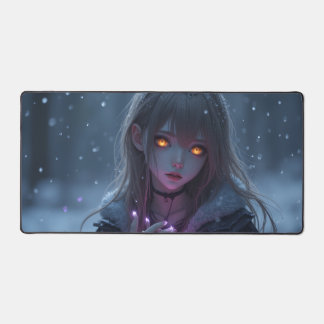 Snowy Winter Girl Schreibtischunterlage