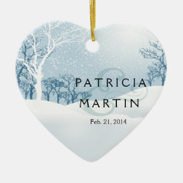 Snowy-Winter-Hochzeitseisblau Keramik Ornament