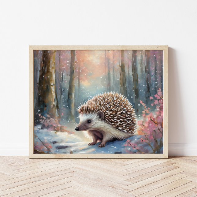 Snowy Winter Igel Moderne Kunst Poster (Von Creator hochgeladen)