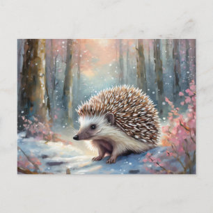 Snowy Winter Igel Moderne Kunst Postkarte