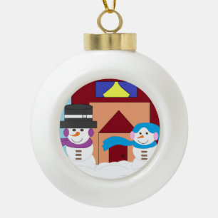 Snowy Winter Keramik Kugel-Ornament