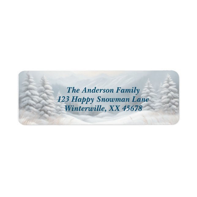Snowy Winter Landscape Return Label (Vorne)
