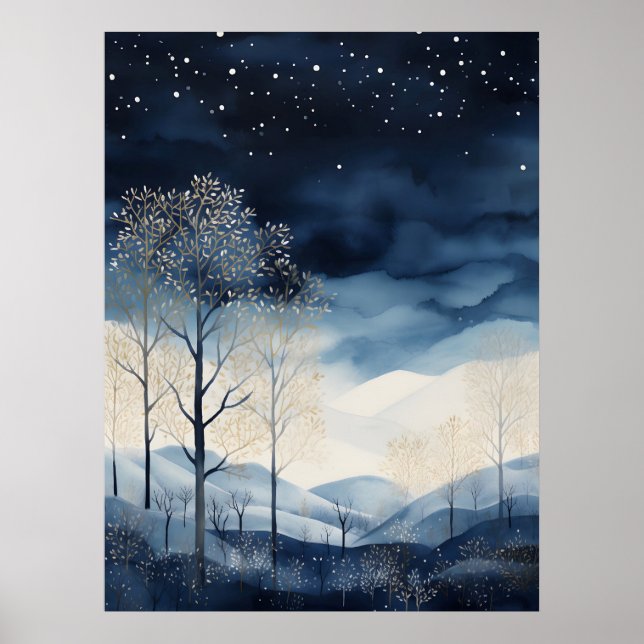 Snowy Winter Landschaft Art Poster (Vorne)