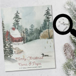 Snowy Winter Landschaft Optionale Textfarbe<br><div class="desc">Personalisiertes Winterlandschaftspuzzle mit einer vollständig bearbeitbaren Formulierung, die Sie für jeden Anlass personalisieren oder ganz löschen können. Das Design besticht durch eine friedliche Aquarelllandschaft mit Seehütte, Kiefernbäumen und einem Schneefeld mit Schlitten und Ente am See. Der Wortlaut lautet derzeit "Frohe Weihnachten [Name(n)]", aber die Vorlage ist für Sie bereit, für...</div>