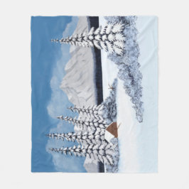Snowy Winter Medium Fleece Blanket