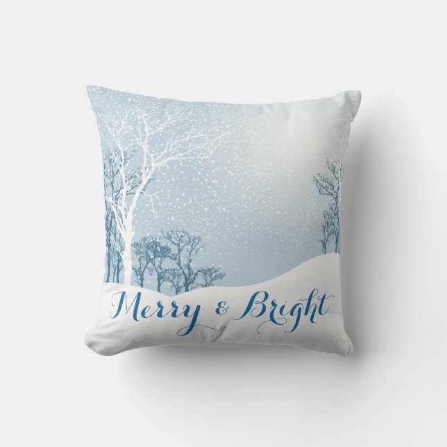 Snowy Winter Merry und Bright Kissen (Vorderseite)