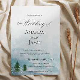 Snowy Winter Morning Blue Hues Wedding Einladung Postkarte