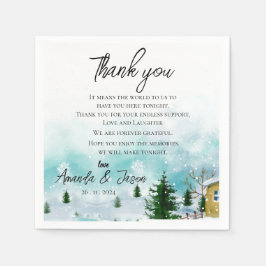 Snowy Winter Morning Wedding Danke Nachricht Serviette