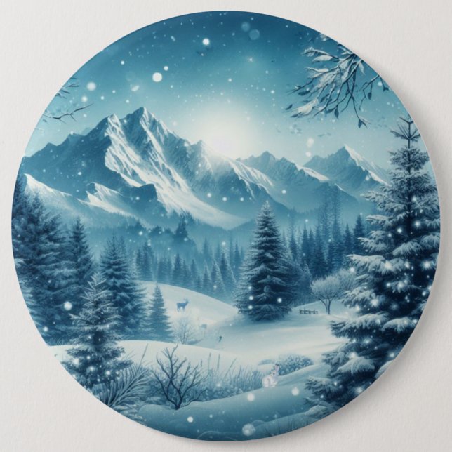Snowy Winter Mountain Button (Vorderseite)