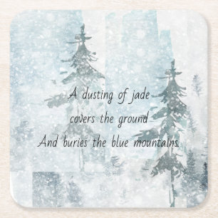 Snowy Winter Mountain Pines Rechteckiger Pappuntersetzer