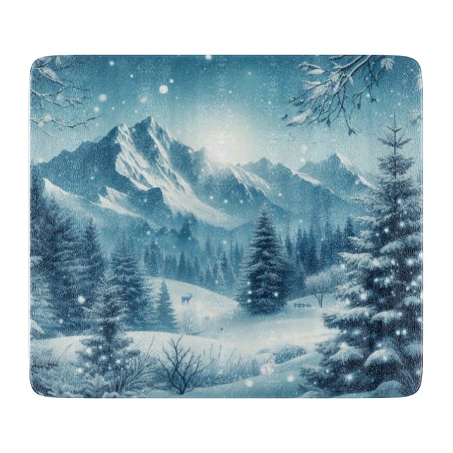 Snowy Winter Mountain Schneidebrett (Vorderseite)