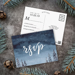 Snowy Winter Night Watercolor Navy Blue | UAWG | Postkarte