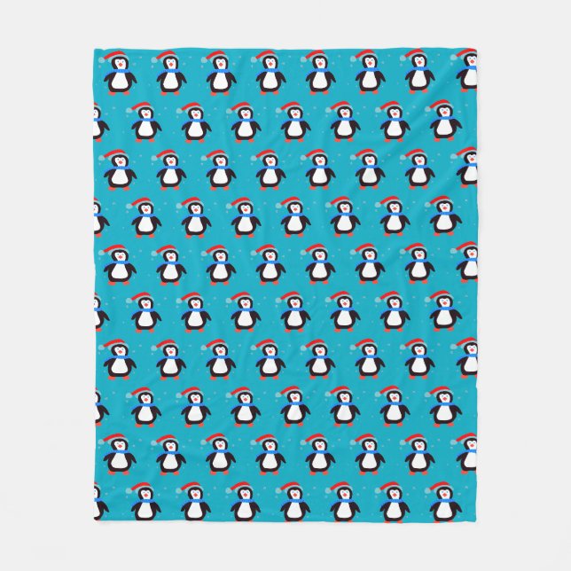 Snowy Winter Penguin Fleecedecke (Vorderseite)