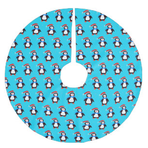 Snowy Winter Penguin Polyester Weihnachtsbaumdecke