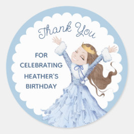 Snowy Winter Princess | Geburtstag Vielen Dank Runder Aufkleber