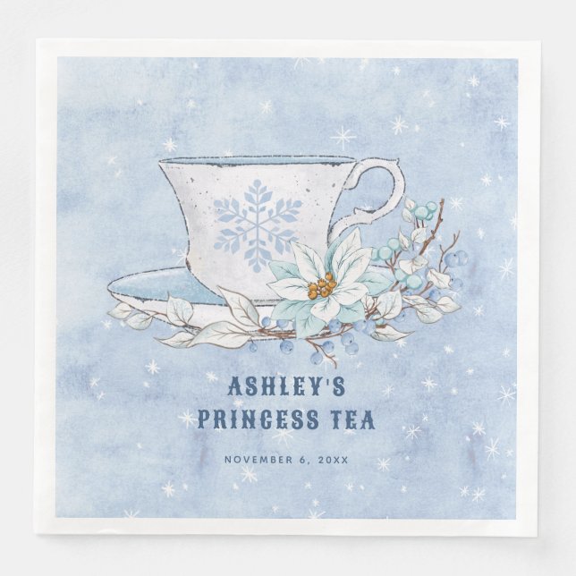Snowy Winter Princess Tea | Teecup Serviette (Vorderseite)