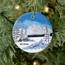 Snowy Winter Round Keramik Ornament