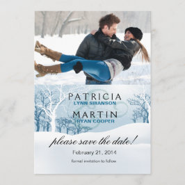 Snowy Winter Save the Date Foto - eisblau