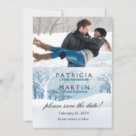 Snowy Winter Save the Date Foto - eisblau