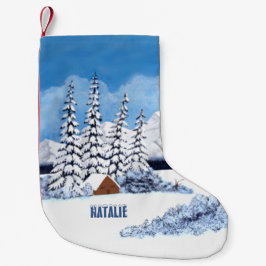 Snowy Winter Scene Kleiner Weihnachtsstrumpf