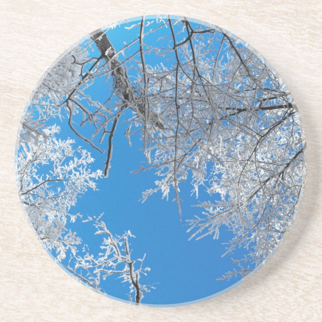 Snowy Winter Scene Sandstein Untersetzer (Vorne)