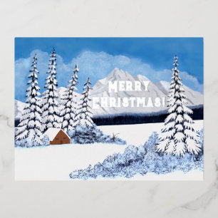 Snowy Winter Silver Found Weihnachten Postkarte