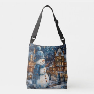 Snowy Winter Town Wonderland Tragetaschen Mit Langen Trägern