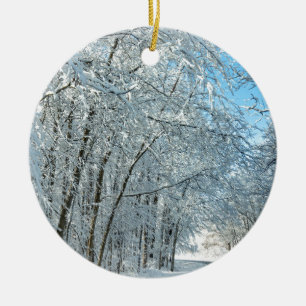 Snowy Winter Trees Keramik Ornament