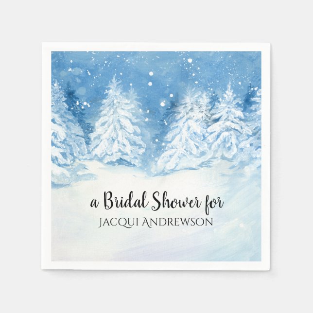 Snowy Winter Wedding Trees Forest Brautparty Serviette (Vorderseite)