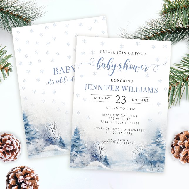 Snowy Winter Wonderland Baby Boy Dusche Einladung (Von Creator hochgeladen)