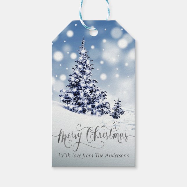 Snowy Winter Wonderland Custom Christmas Geschenkanhänger (Vorderseite)