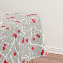 Snowy Winterberry Trees Pattern | Pilzsaal | Tischdecke