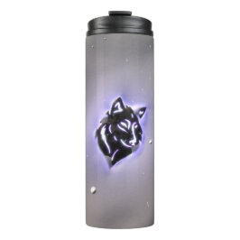 Snowy-Wolf-Entwurf lila Thermosbecher