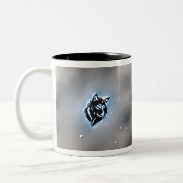 Snowy-Wolf-Ikonen-Blau Zweifarbige Tasse (Links)