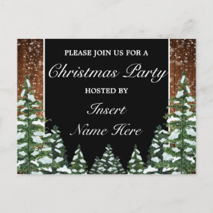 Snowy Wood Christmas Party Invitation Carte postal