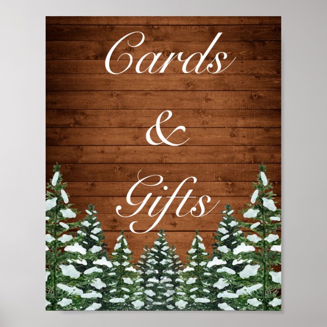 Snowy Wood & Forest Country Cards Hochzeit Poster (Vorne)