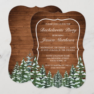 Snowy Wood & Forest Country Junggeselinnen-Abschie Einladung