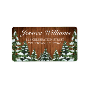 Snowy Wood & Forest Country Pine-Adresse Adressaufkleber