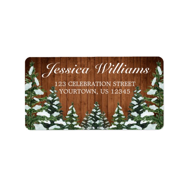 Snowy Wood & Forest Country Pine-Adresse Adressaufkleber (Vorne)
