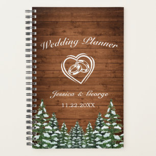Snowy Wood & Forest Country Pine Hochzeitsplaner Planer