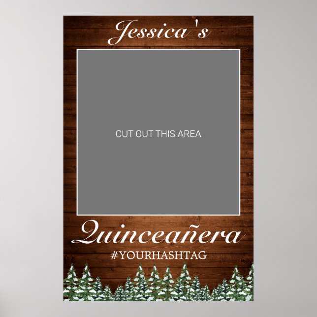 Snowy Wood & Forest Country Quinceañera Foto Prop Poster (Vorne)