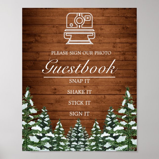 Snowy Wood & Forest Foto Gästebuch Hochzeit (Vorne)