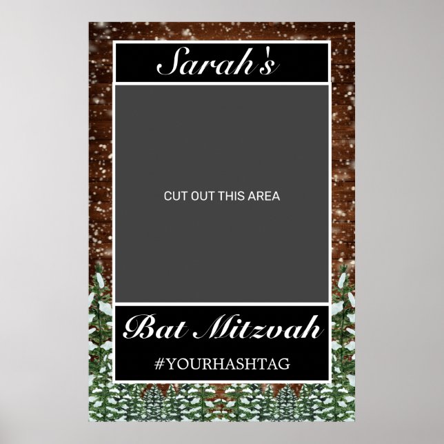 Snowy Wood & Forest Rural Bat Mitzvah Foto Prop Poster (Vorne)