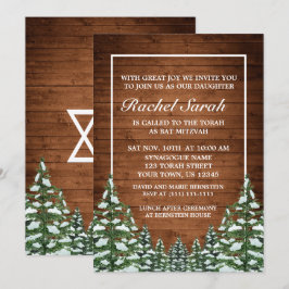 Snowy Wood & Forest Rural Pine Bar Bat Mitzvah Einladung