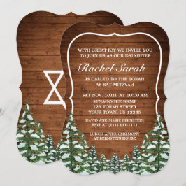 Snowy Wood & Forest Rural Pine Bar Bat Mitzvah Einladung