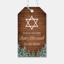Snowy Wood & Forest Rural Pine Bat Mitzvah Geschenkanhänger