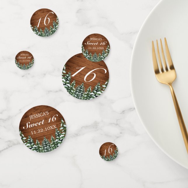 Snowy Wood & Forest Rural Pine Sweet 16 Birthday Konfetti (Gruppe)